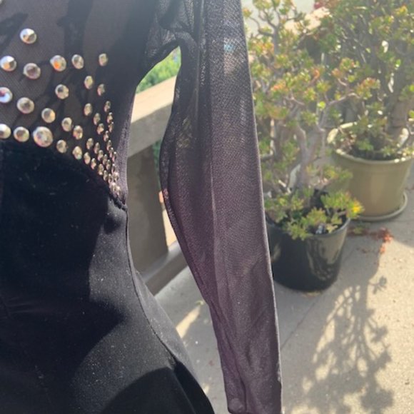 BLACK TADASHI COCKTAIL DRESS with mesh sleeves - Picture 5 of 8